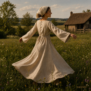 Beatrix Handcrafted Linen Dress, Natural
