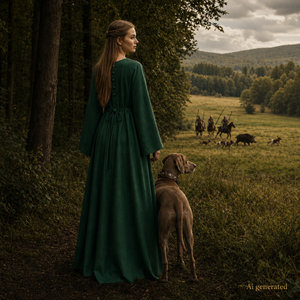 Beatrix Handcrafted Linen Dress, Green