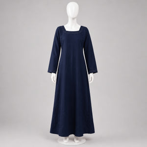 Astrid Handcrafted Linen Embroidered Dress, Dark Blue