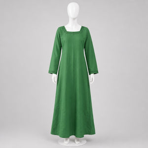 Astrid Handcrafted Linen Embroidered Dress, Green