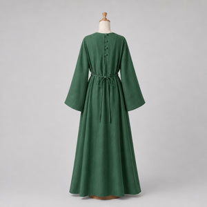 Beatrix Handcrafted Linen Dress, Green