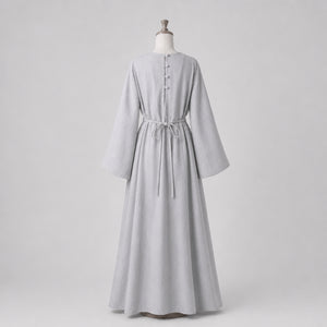 Beatrix Handcrafted Linen Dress, Grey