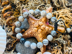 Unisex Grey Map Jasper Beaded 10mm Bracelet