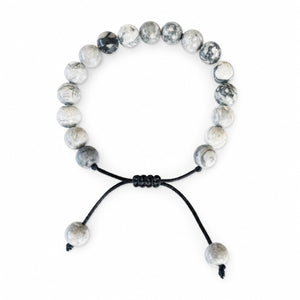 Unisex Grey Map Jasper Beaded 10mm Bracelet