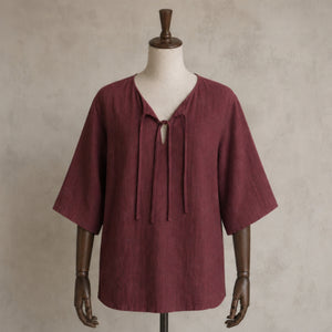 Harald Linen Tunic Short Sleeve, Burgundy
