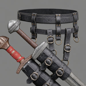 Handcrafted Double sword holder (Tahali) Damaged Look Finish, Black