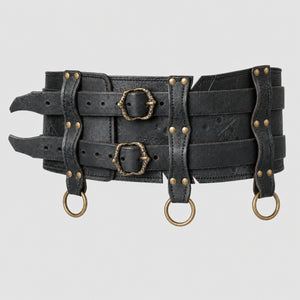 Handcrafted Leather Luthor Double Belt, Black