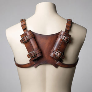 Handcrafted Premium leather back harness Smooth Finish, Brown