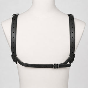 Handcrafted Premium leather back harness, Smooth Finish Effect, Black