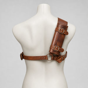 Handcrafted Leather Back Sword Scabbard Damage Look Finish, Brown