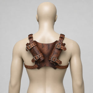 Handcrafted Premium leather back harness, Aged Damage Finish, Brown