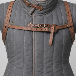 Handcrafted Premium leather back harness, Aged Damage Finish, Brown
