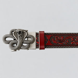 Embossed Warlord Cobra Tooled Leather Costume Belt