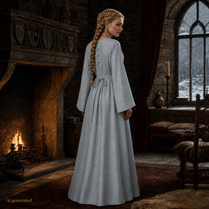 Beatrix Handcrafted Linen Dress, Ice Blue