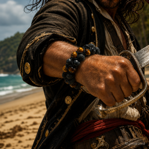 Handcrafted Double Row Tigers Eye/Lava Stone Bracelet, Unisex