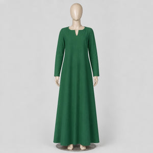 Thora Handmade Linen Medieval Dress, Green