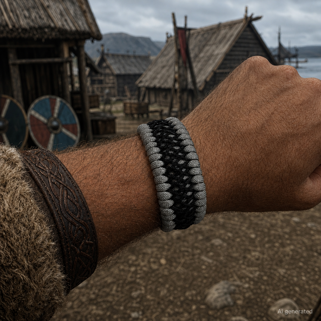 Paracord Bracelet Grey/Black