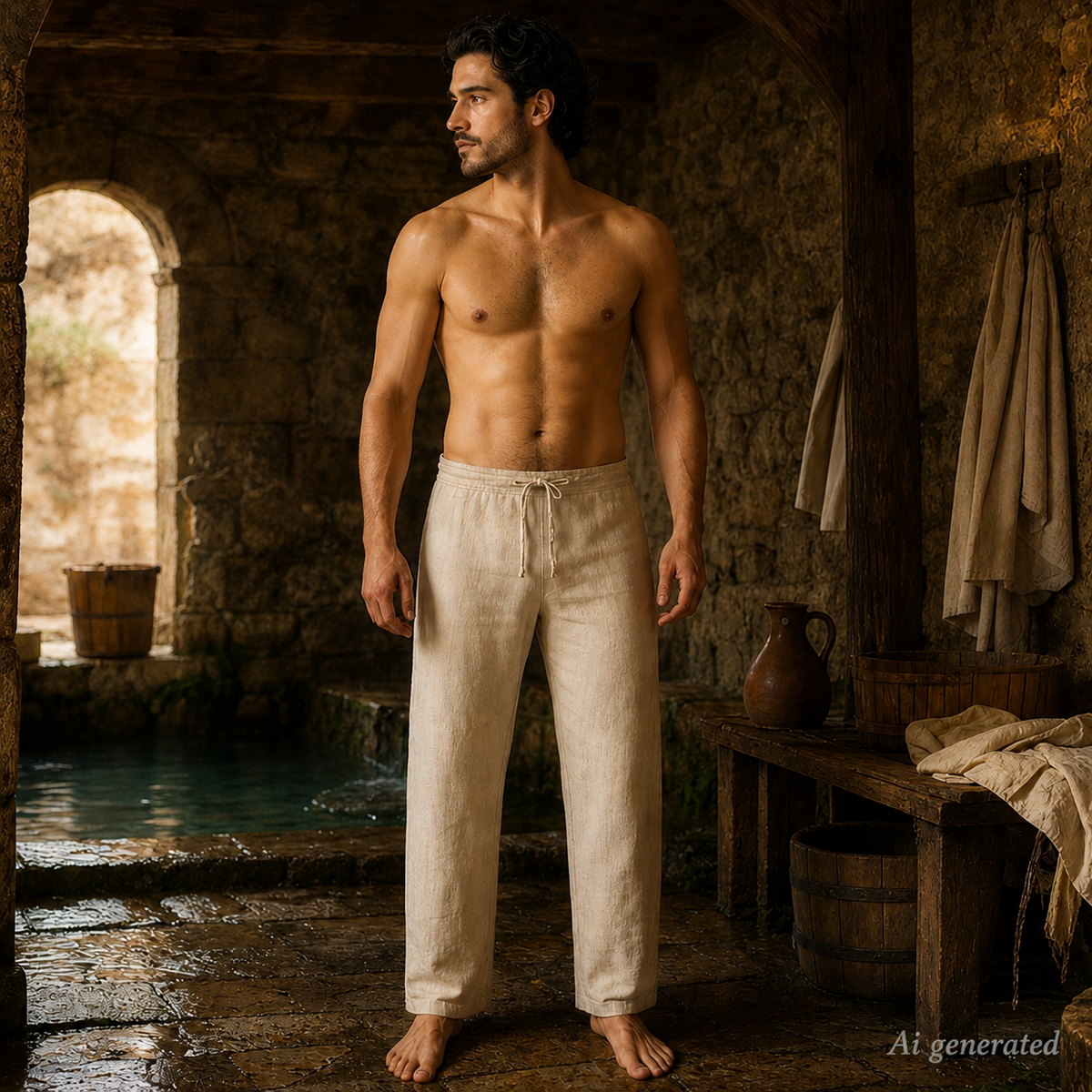 Warden of Eldwyn Handmade Linen Trouser, Natural