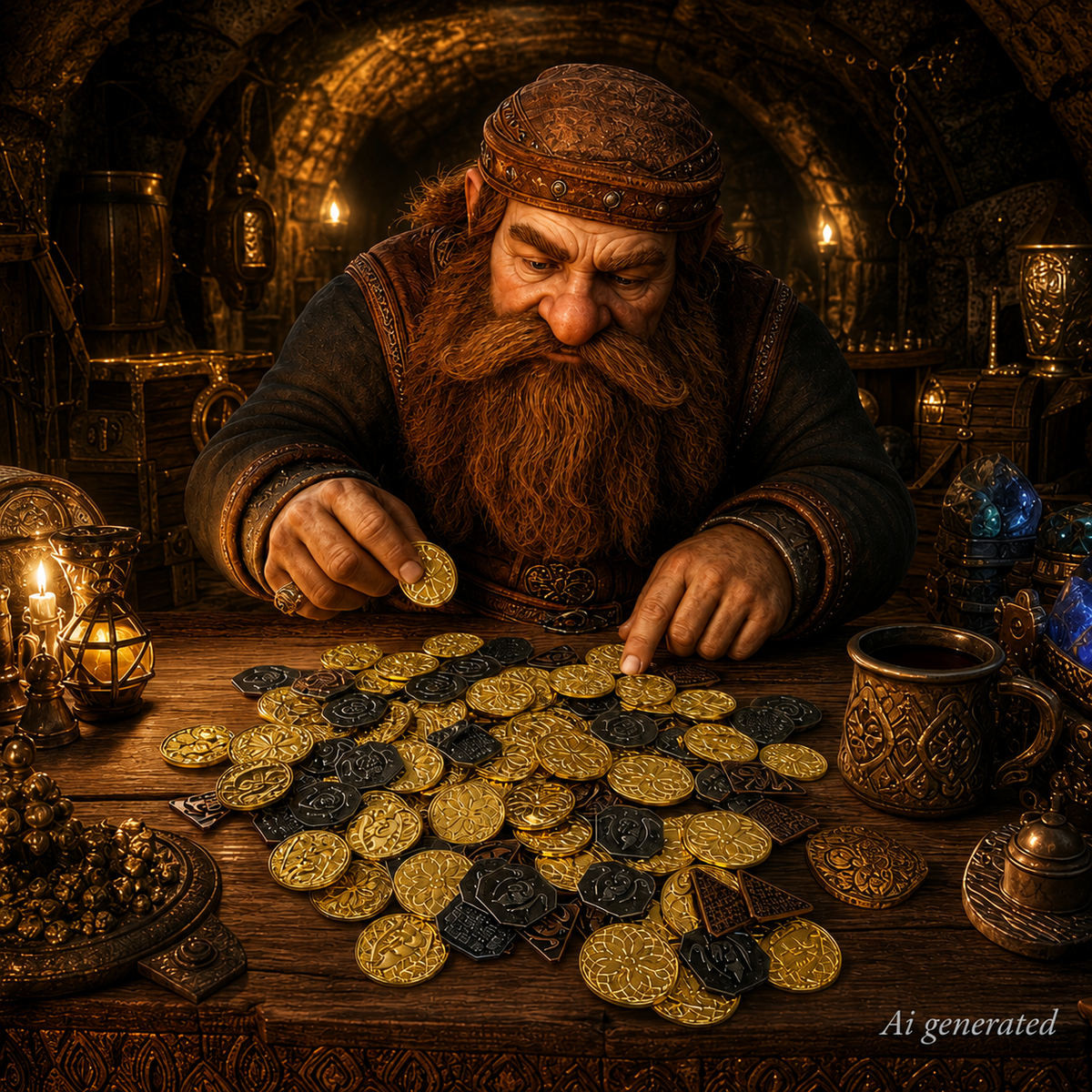 145 Pcs Metal DND Coins with Leather Pouch