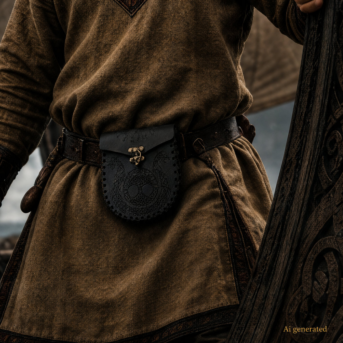 Viking Belt Bag, Yggdrasil, Black
