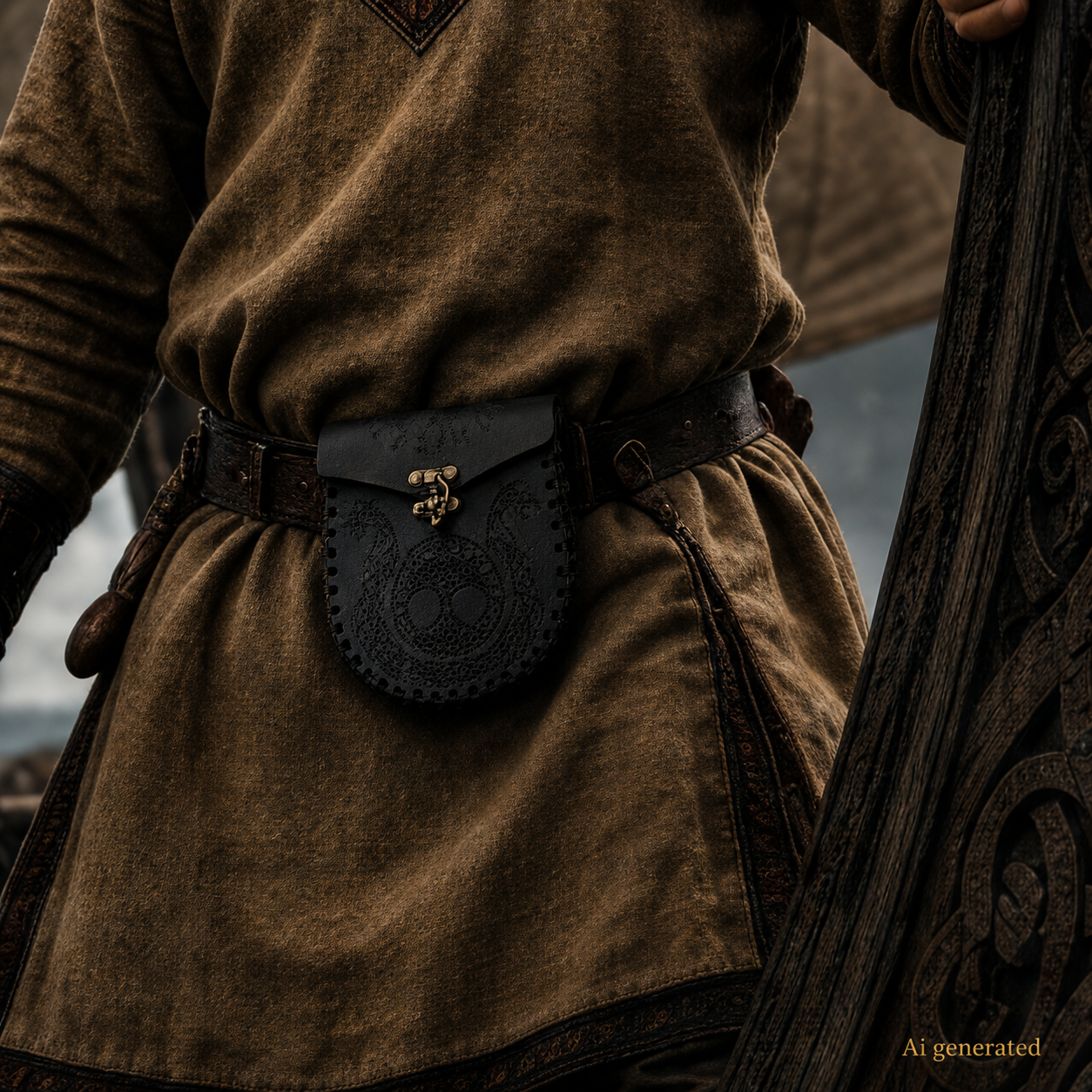 Viking Belt Bag, Yggdrasil, Black