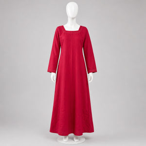 Astrid Handcrafted Linen Embroidered Dress, Burgundy