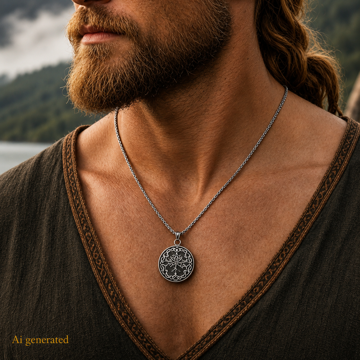 The world Tree Pendant with Chain, Silver