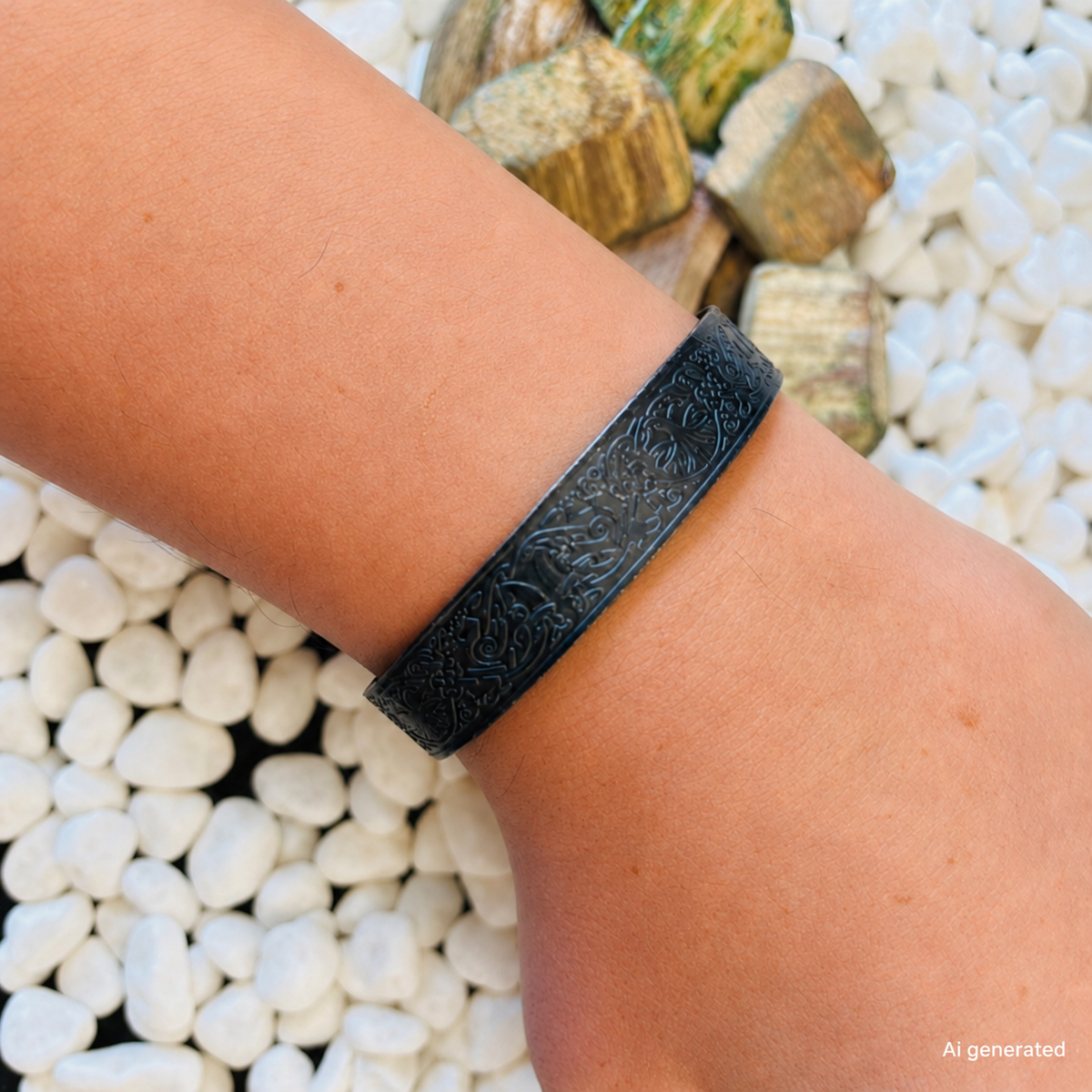 Nordic Viking Runes Bracelet, Black