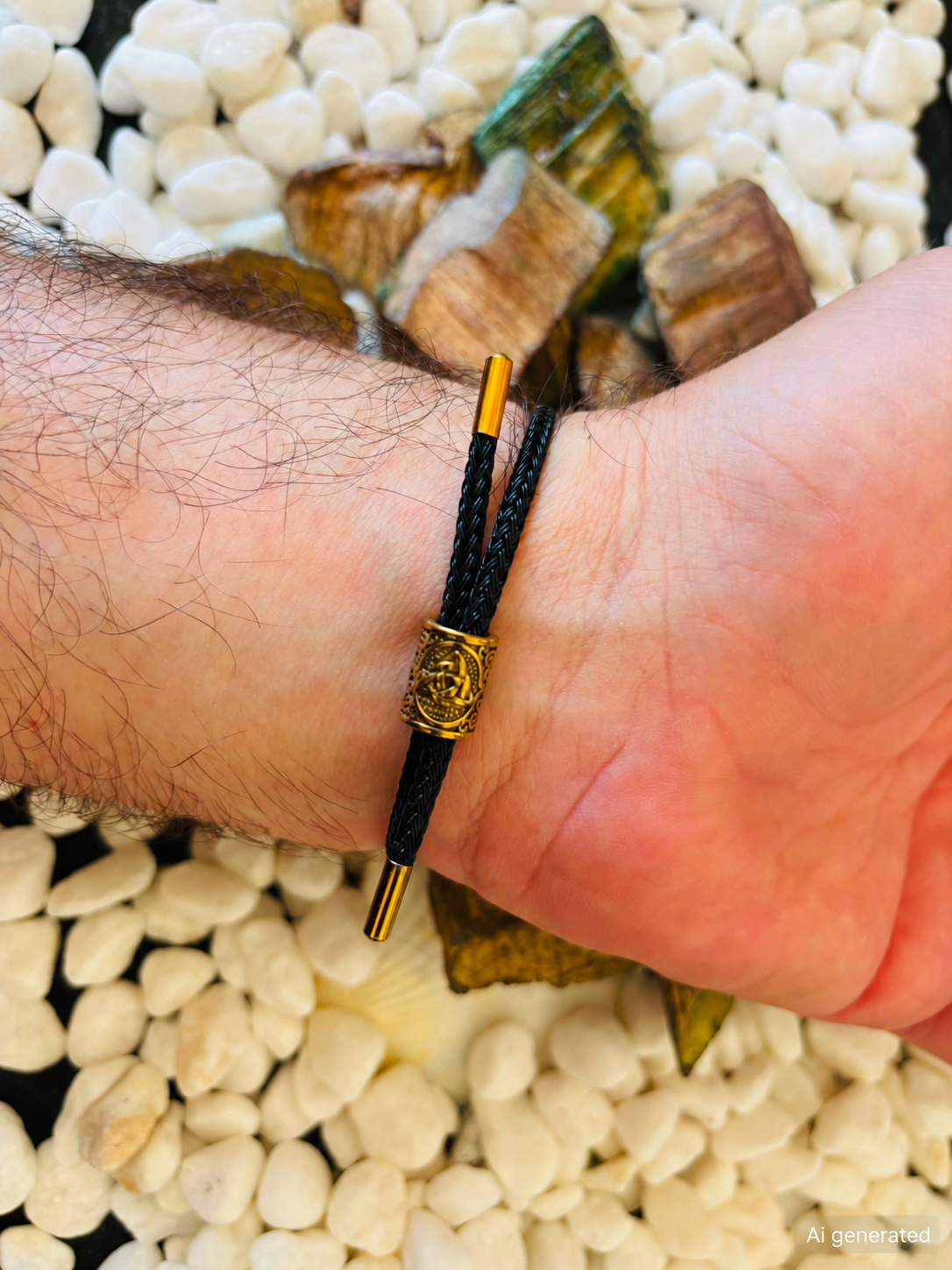 Viking Bangle Bracelet, Black