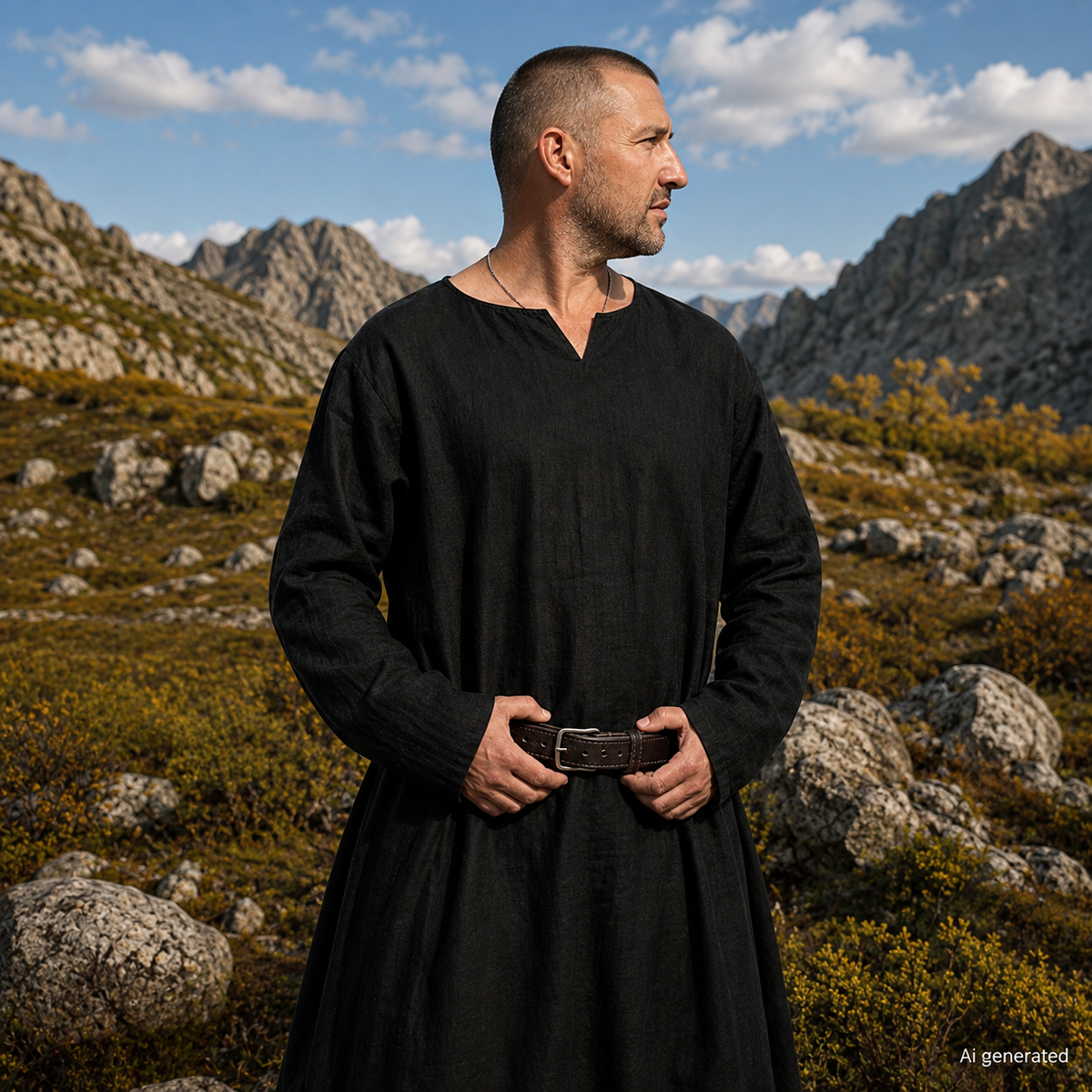 Warden of Eldwyn Linen Tunic, Black