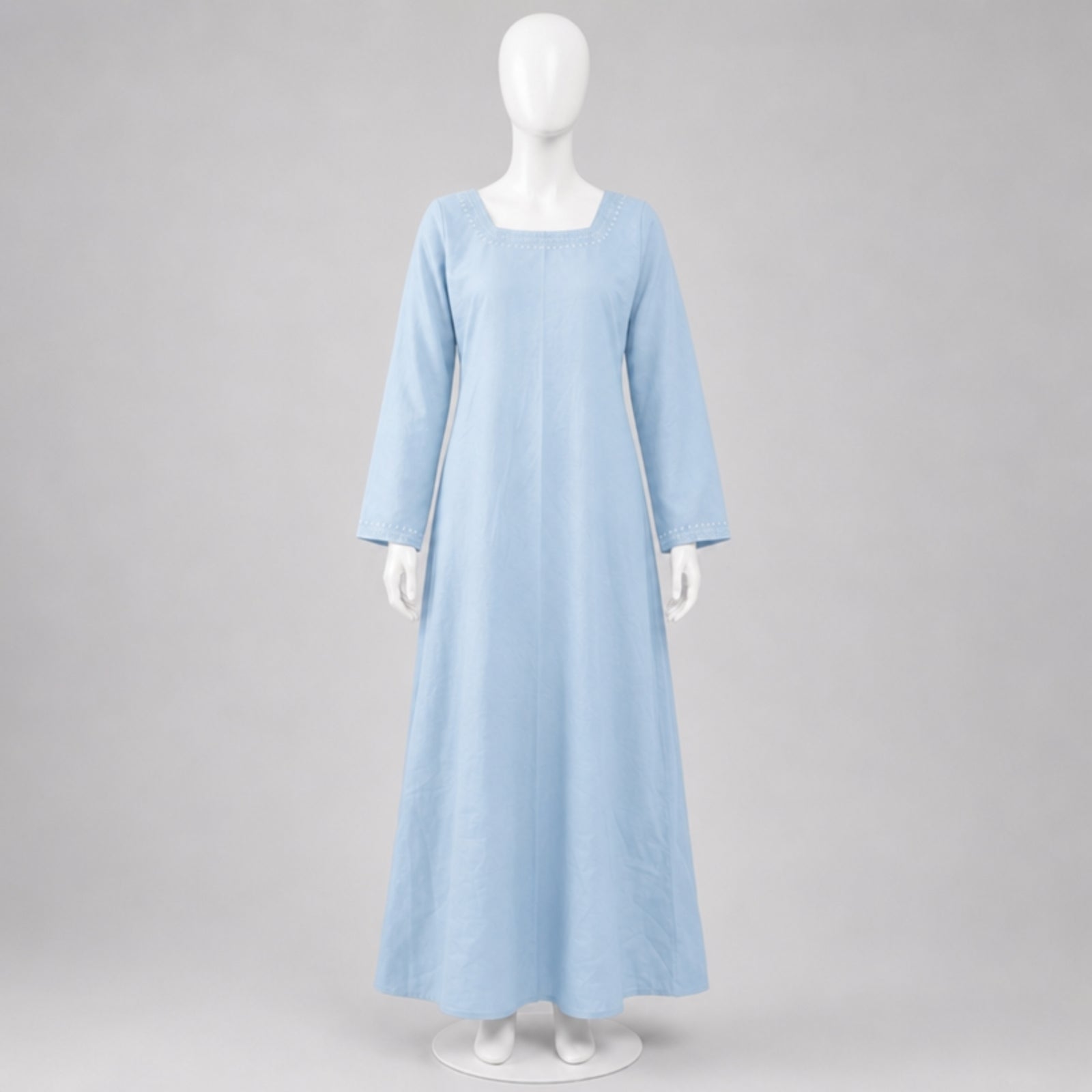 Astrid Handcrafted Linen Embroidered Dress, Ice Blue