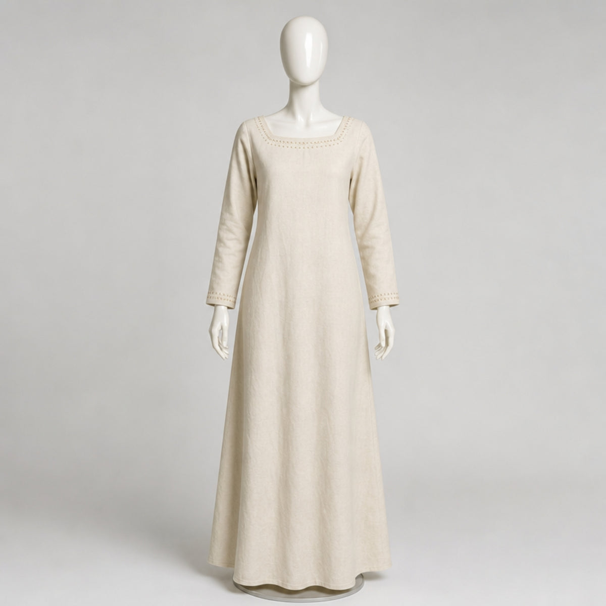 Astrid Handcrafted Linen Embroidered Dress, Natural