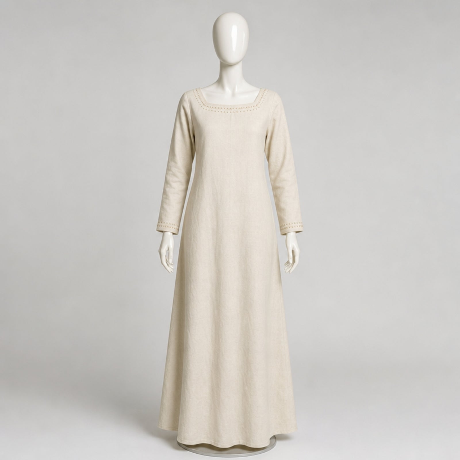 Astrid Handcrafted Linen Embroidered Dress, Natural