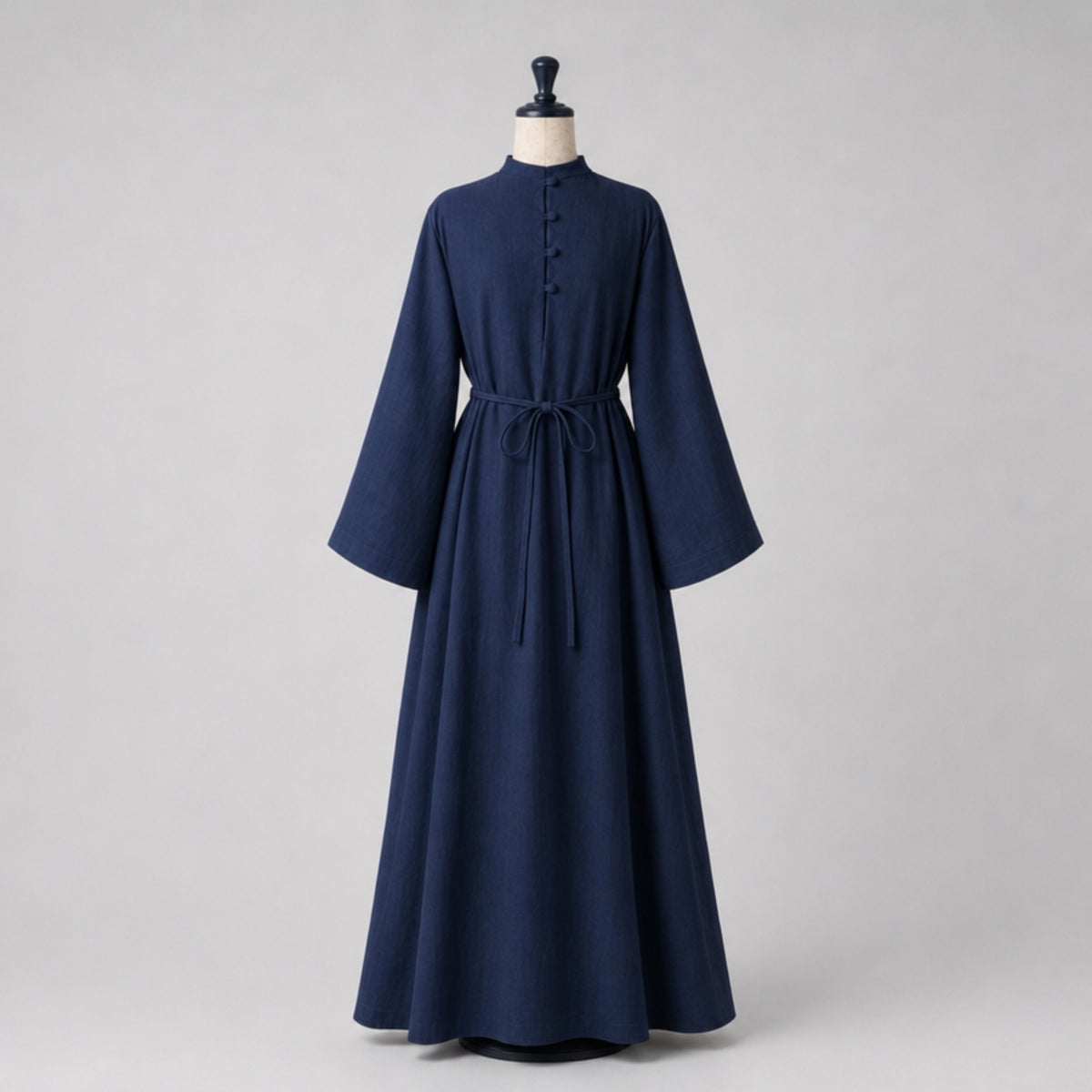 Beatrix Handcrafted Linen Dress, Dark Blue