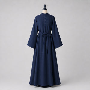 Beatrix Handcrafted Linen Dress, Dark Blue