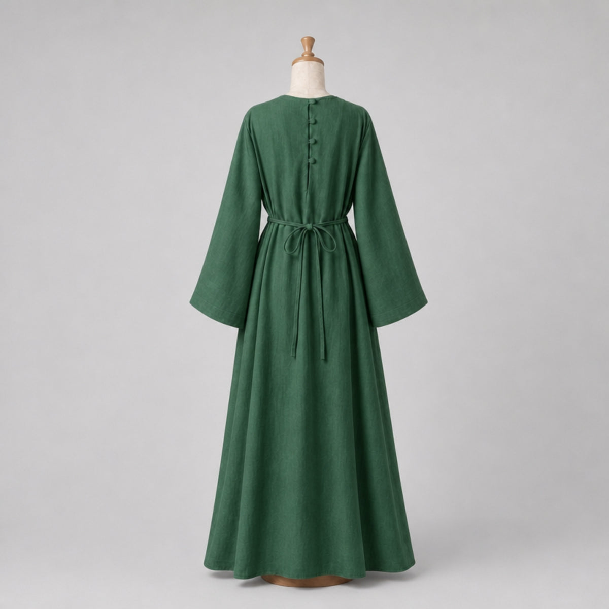 Beatrix Handcrafted Linen Dress, Green