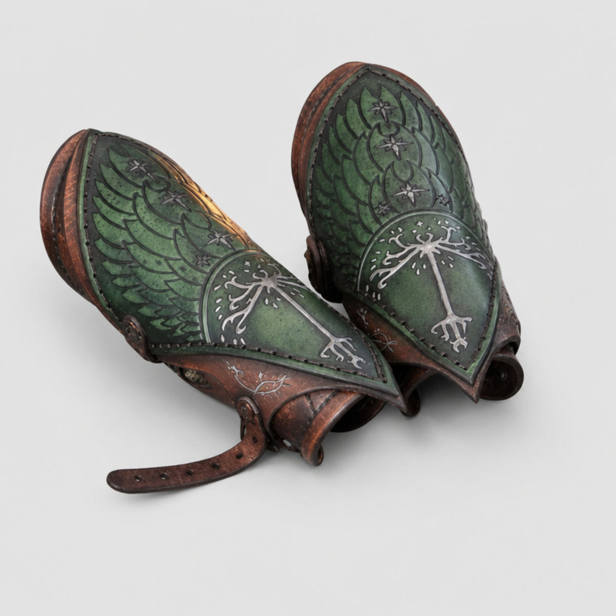 Handcrafted Leather Bracers, Green