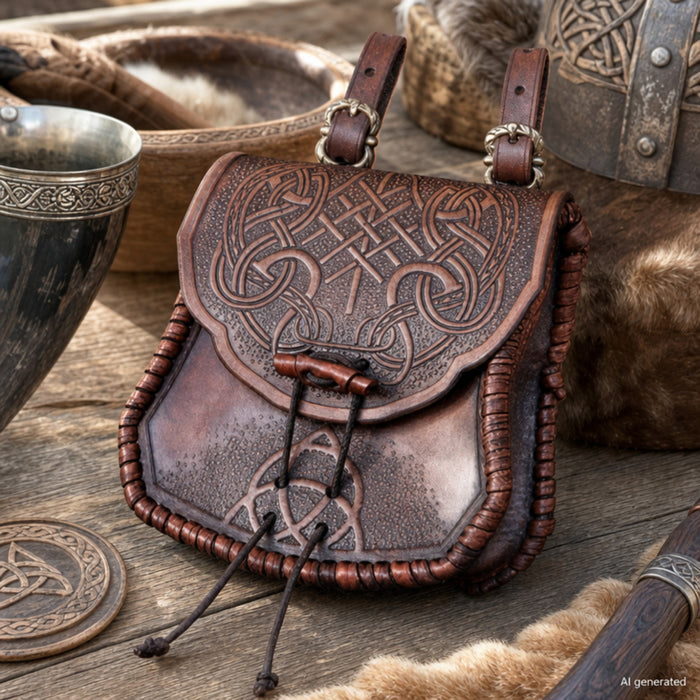 Handcrafted Viking Belt Pouch, Brown