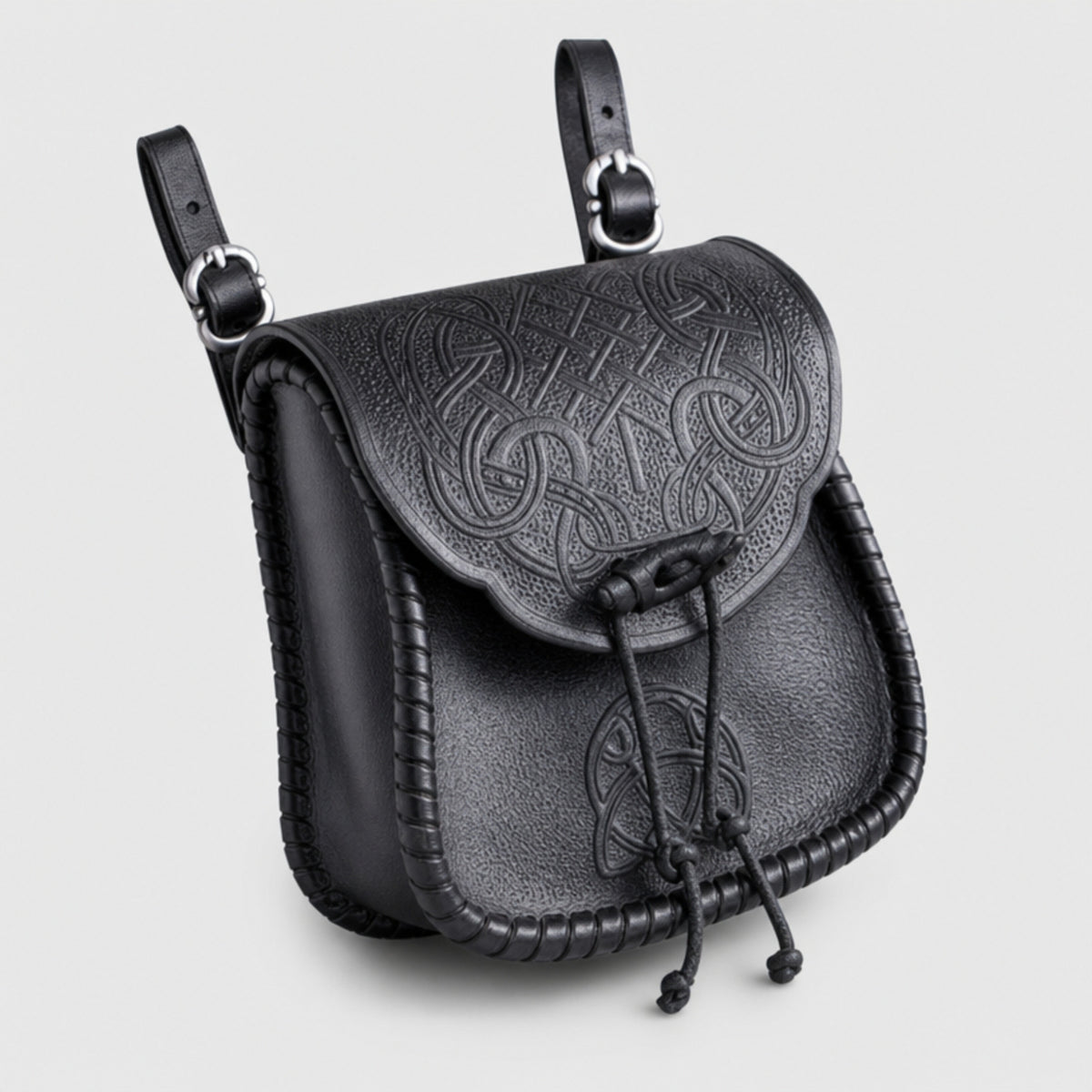 Handcrafted Viking Belt Pouch, Black