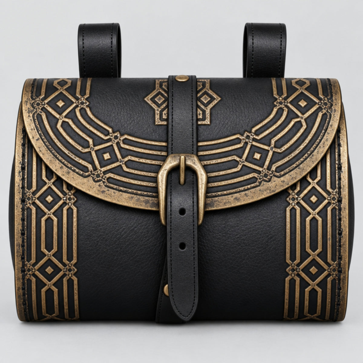 Kazgar Dwarven Leather Belt Pouch, Black