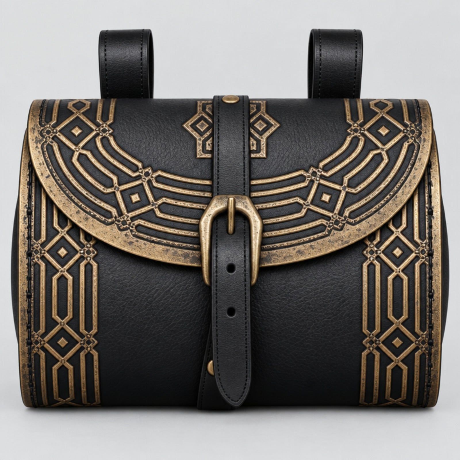 Kazgar Dwarven Leather Belt Pouch, Black