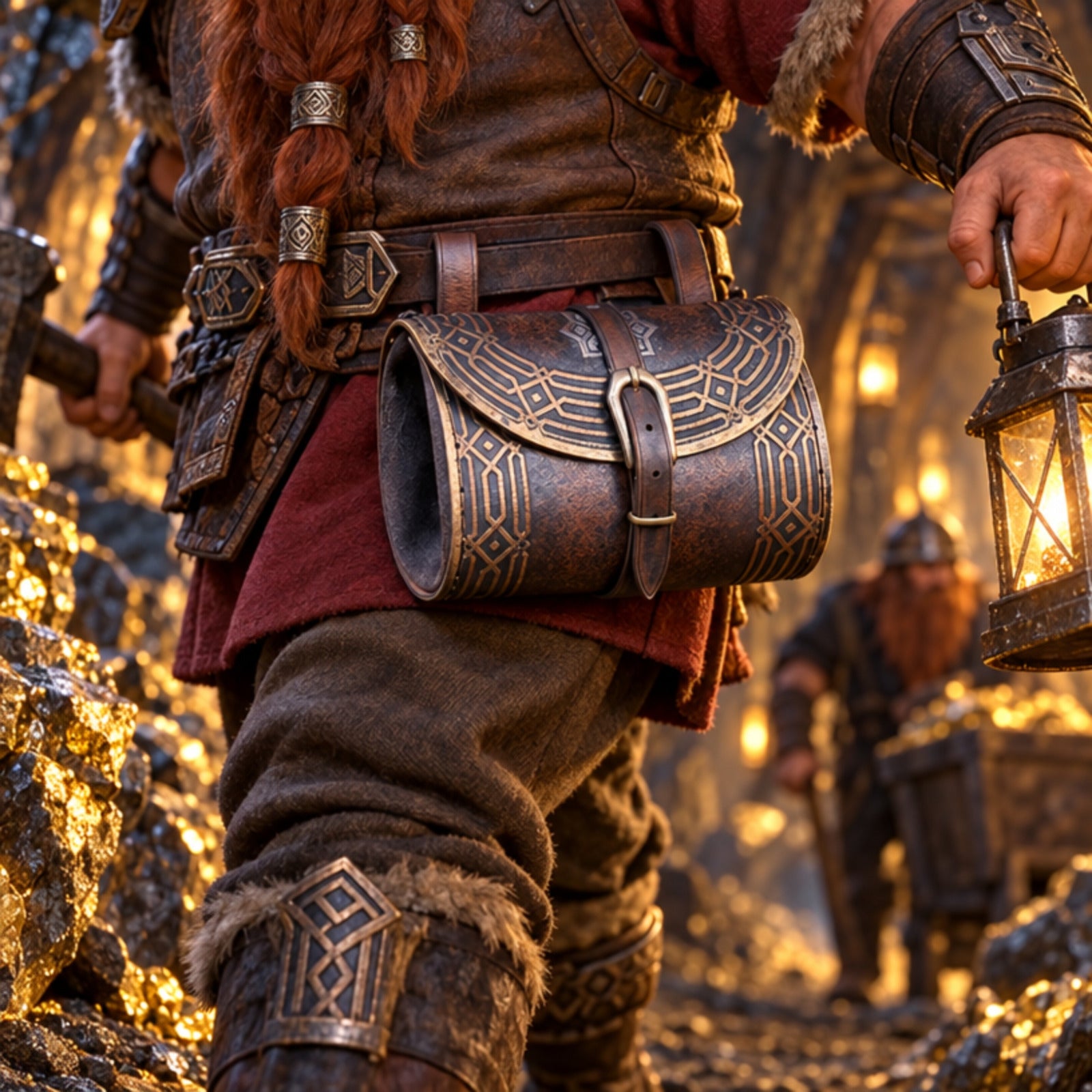 Kazgar Dwarven Leather Belt Pouch, Brown