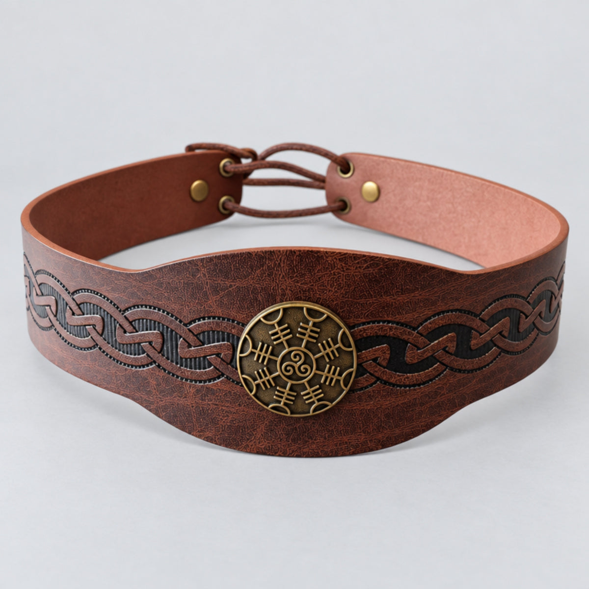 PU Leather Medieval Adjustable Headband, Brown