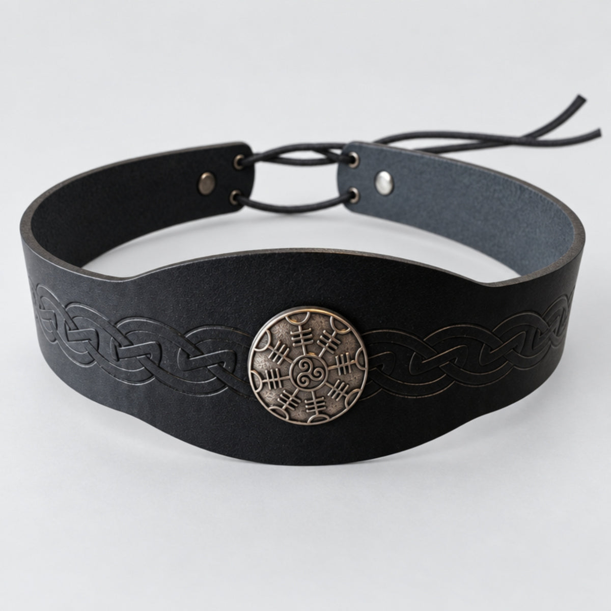 PU Leather Medieval Adjustable Headband, Black