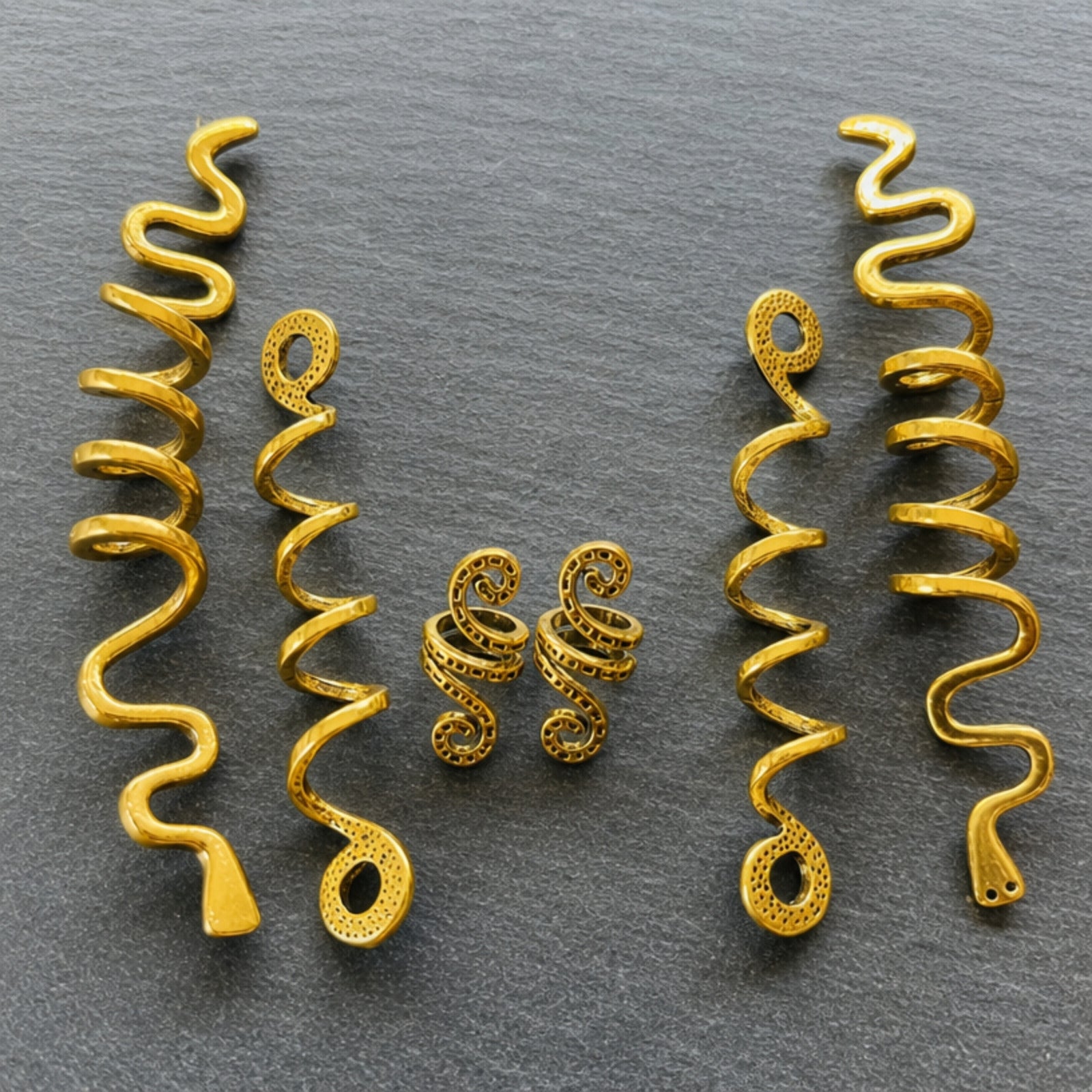 Viking Nordic Braided Snake Hair Rings, Gold