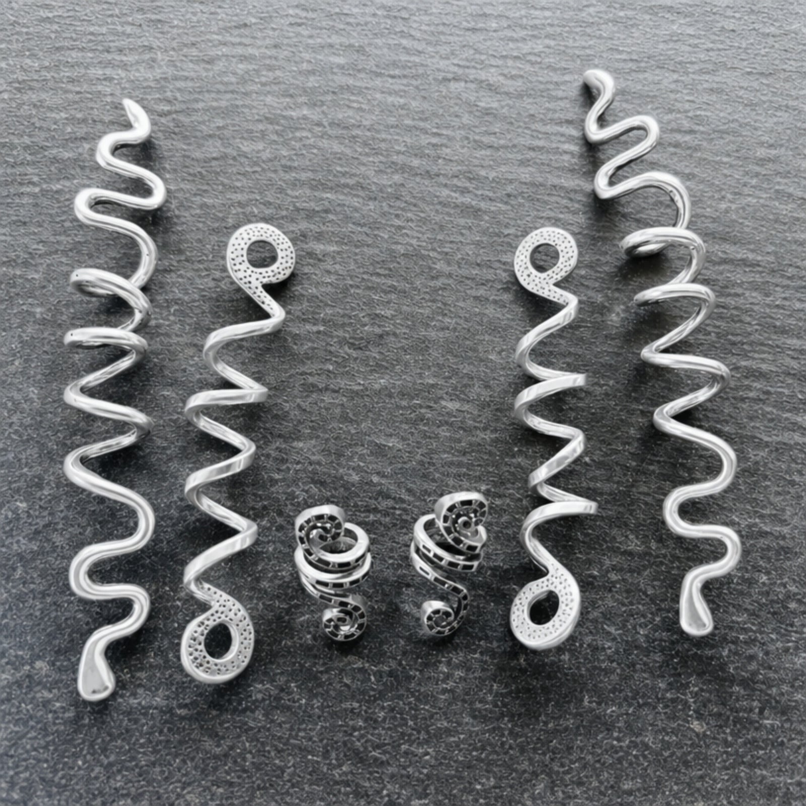 Viking Nordic Braided Snake Hair Rings, Silver