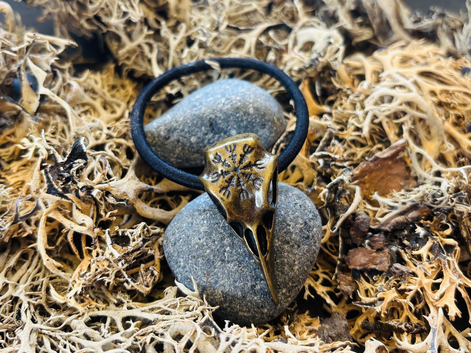 Norse Fashion Skull Hair Tie, Gold