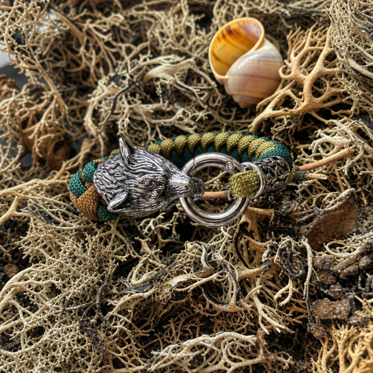 Fenris Viking Bracelet, Green/Gold