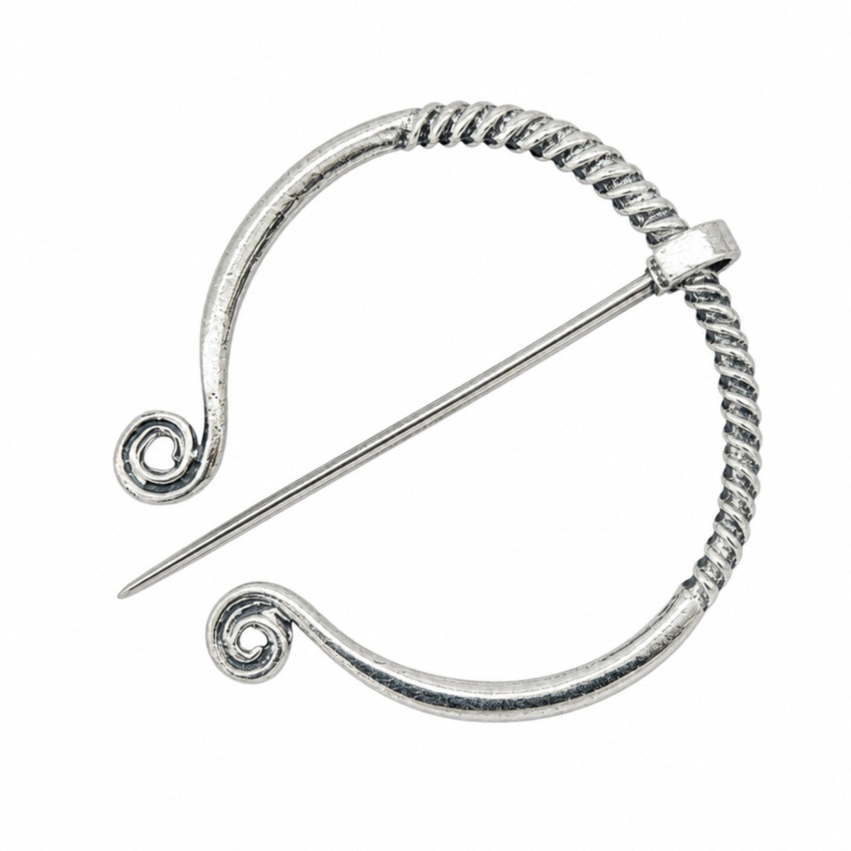 Dark Viking Brooch with twisted texture, Silver