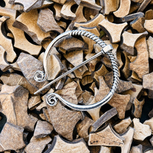 Dark Viking Brooch with twisted texture, Silver